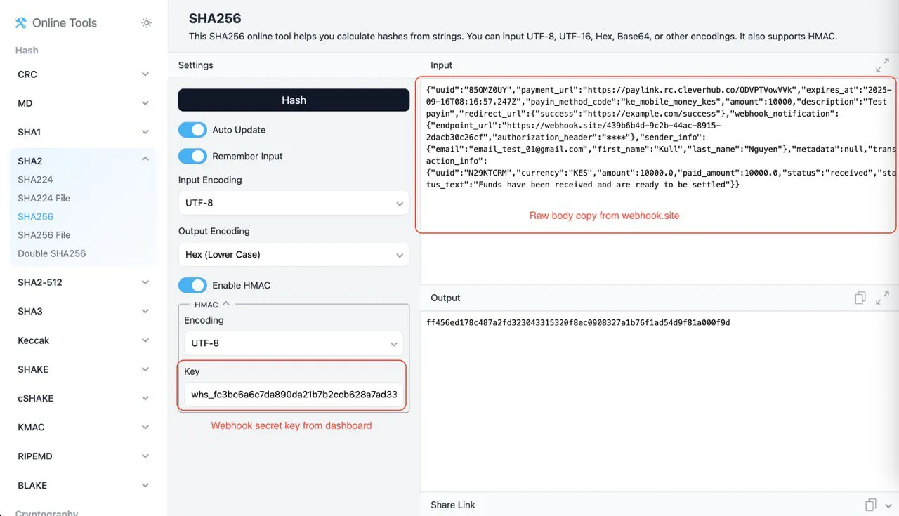 Sha 256 tool