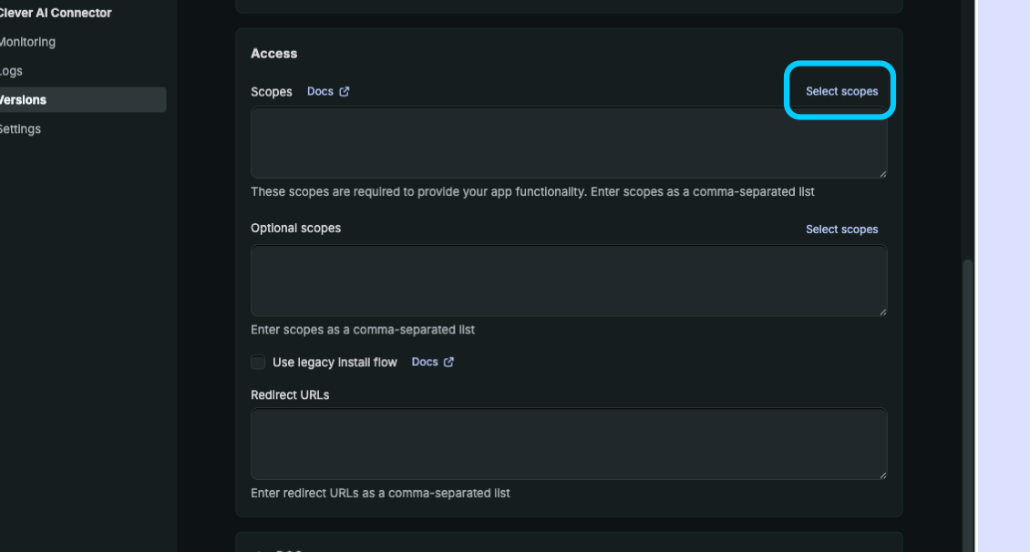 Selecting scopes