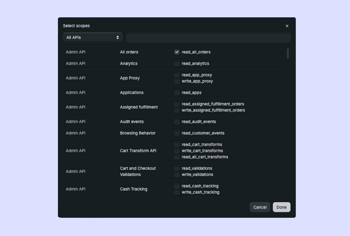 Scope selection