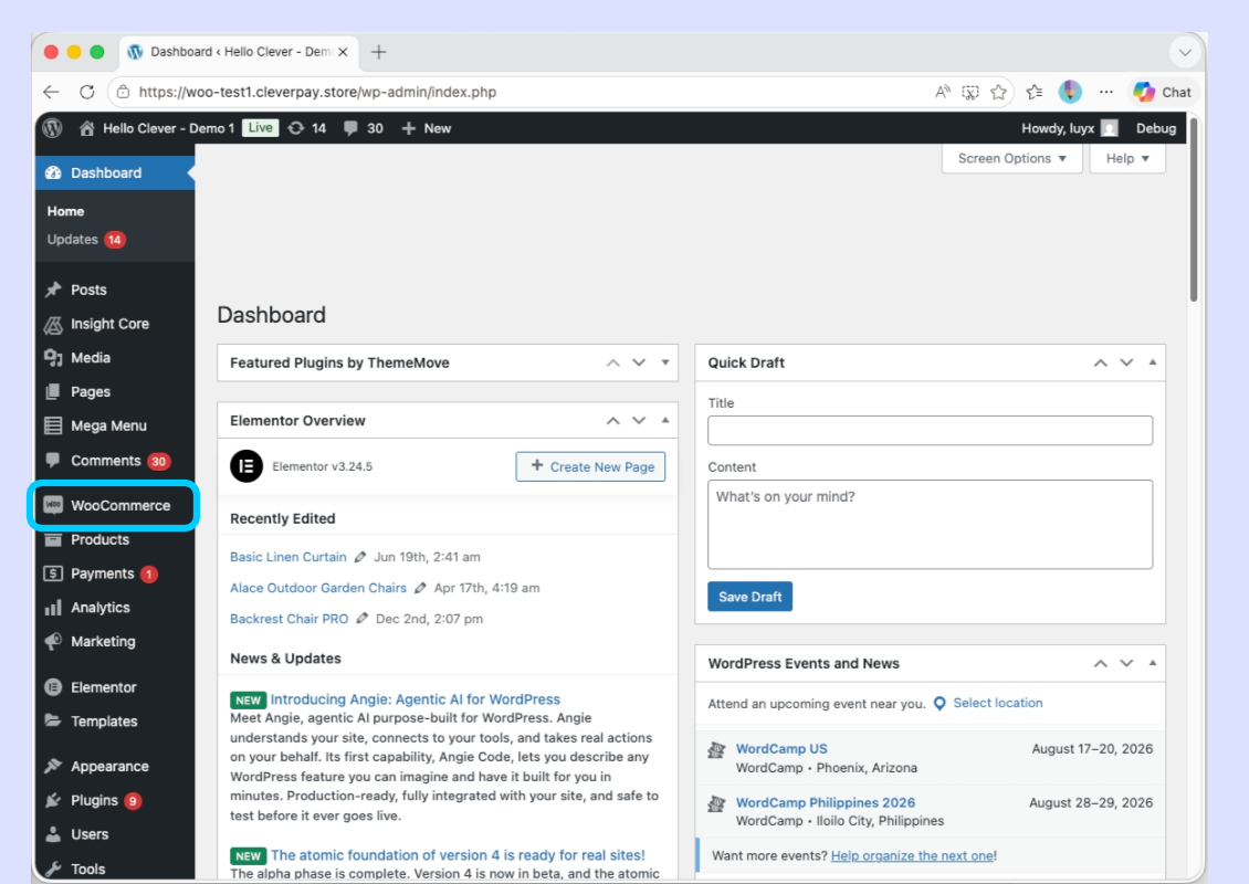WooCommerce Store Admin Dashboard