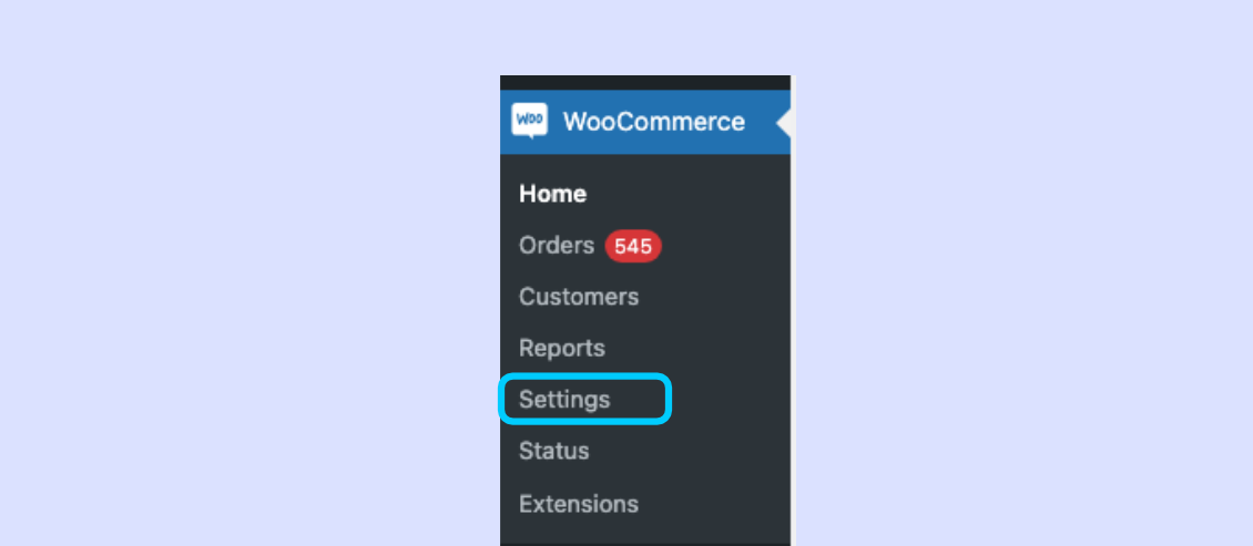Opening WooCommerce Settings