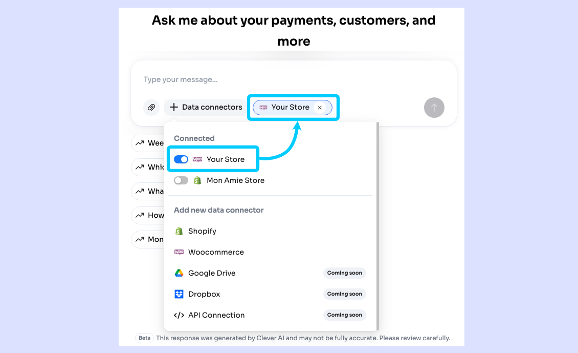 WooCommerce connected and toggled on
